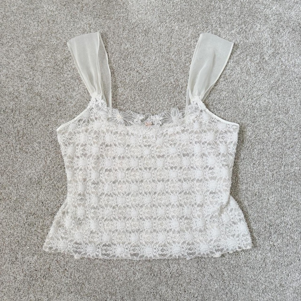 Vintage 90s California Dynasty Sheer Lace Lingerie Top | Size M